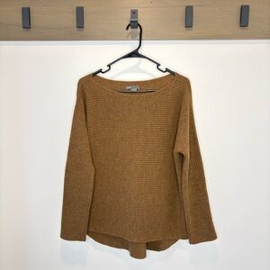 Vince Camel Brown Ribbed Knit Sweater | Merino Alpaca Blend | Size Medium